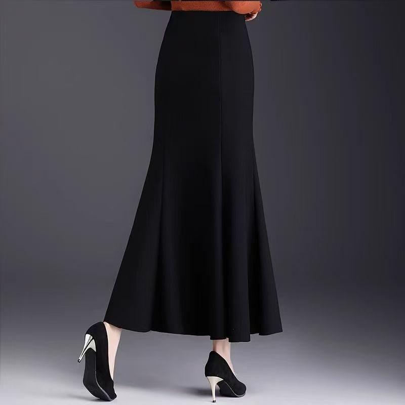 Classic High Waist Mermaid Skirt With Splicing Design For Elegant Fall Fashion