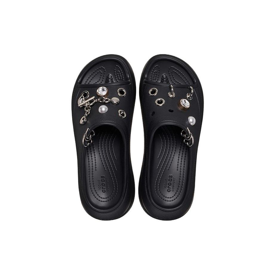 Crocs Модные Универсальные Простые Удобные Шлепанцы Женская Обувь Черный 210081-001