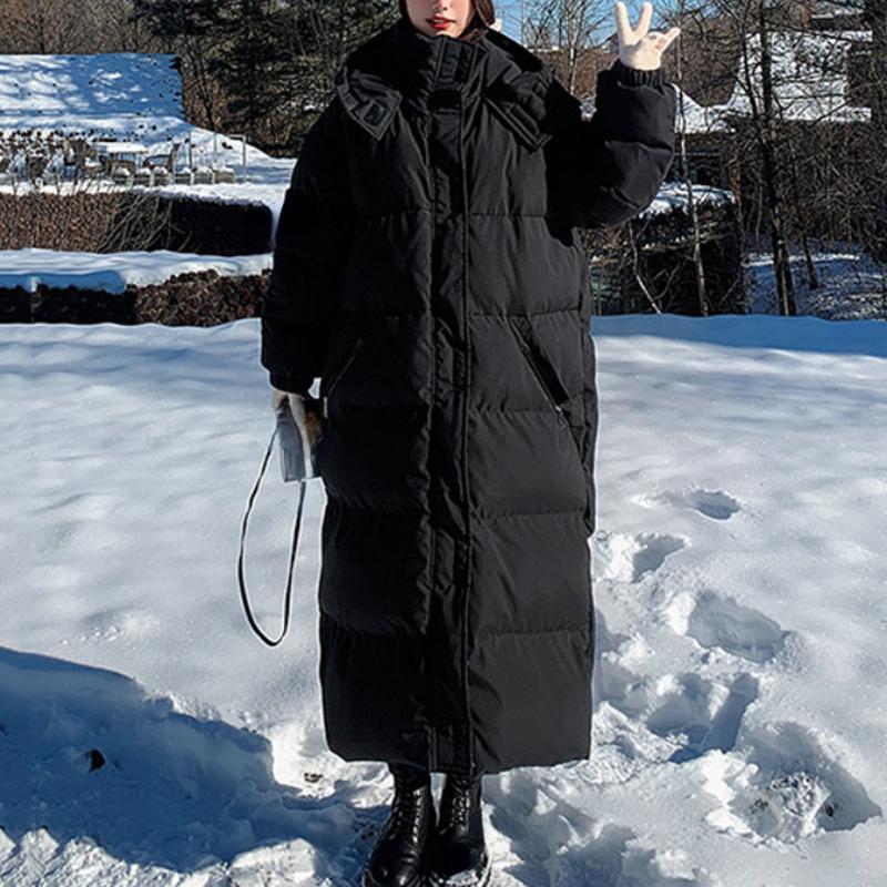 Зимняя длинная пуховая хлопковая куртка женская Manteau Femme Hiver 2023 свободная в стиле сафари толстые теплые парки с капюшоном женские пальто до колена