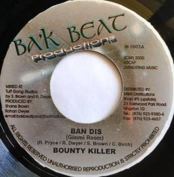 Пластинка 7 дюймов BOUNTY KILLER / PG 13 - Ban Dis / Sometime BB0003 Ba'k Beat Produ 2000 Ямайка Регги, Ска и Даб Б/у