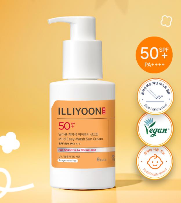 ILLIYOON Mild Easy Wash Sunscreen 150ml Gentle Family Sun Care SPF50+ PA++++