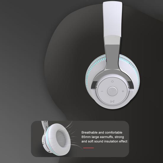 H2 Bluetooth-совместимые наушники 5.1 с цветной светодиодной подсветкой Портативная складная беспроводная гарнитура для игр