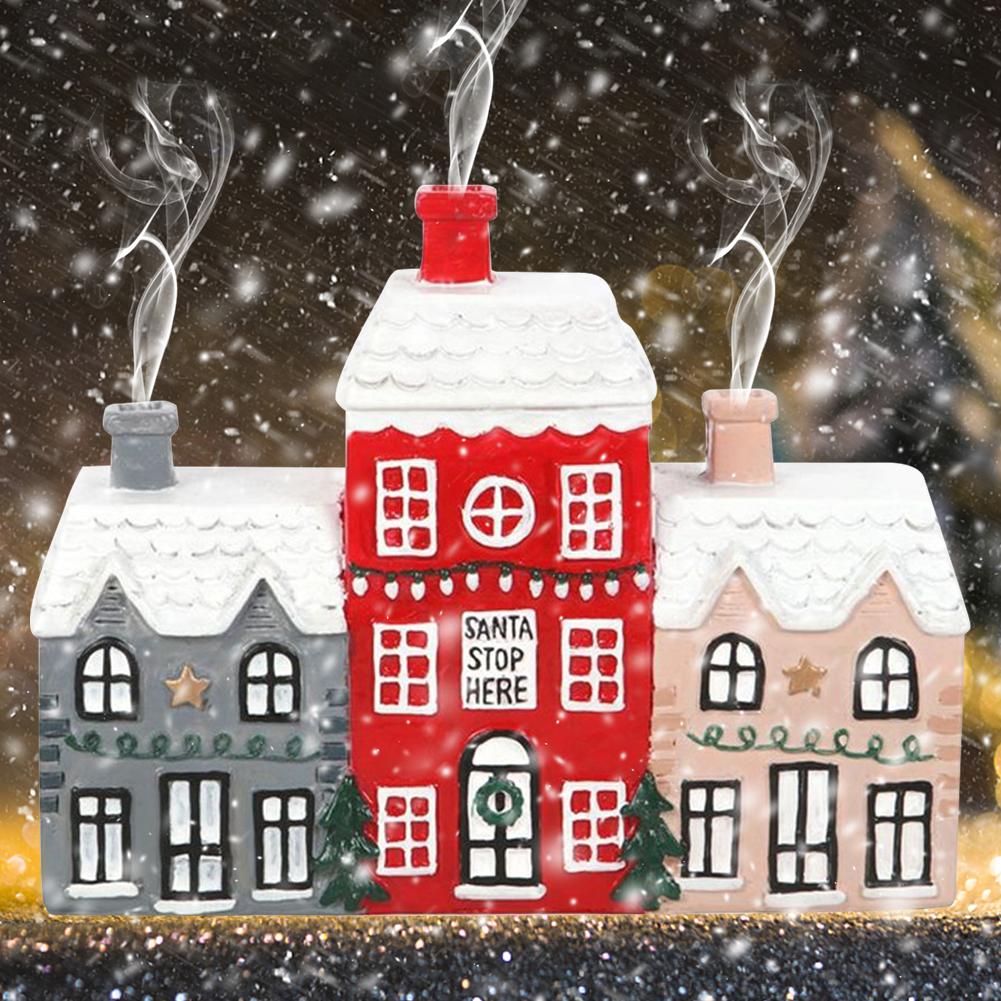 Рождественская тематическая курильница для благовоний, коническая курильница для благовоний, статуэтка в виде деревенского домика, настольное украшение из смолы, уникальные подарки для женщин и мужчин