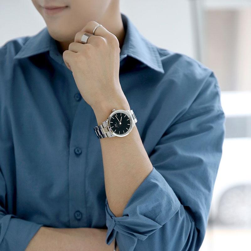 Daniel Wellington European and American watches for boys, watches, quartz movement, stainless steel strap, 40mm white dial, men's watch DW00100341