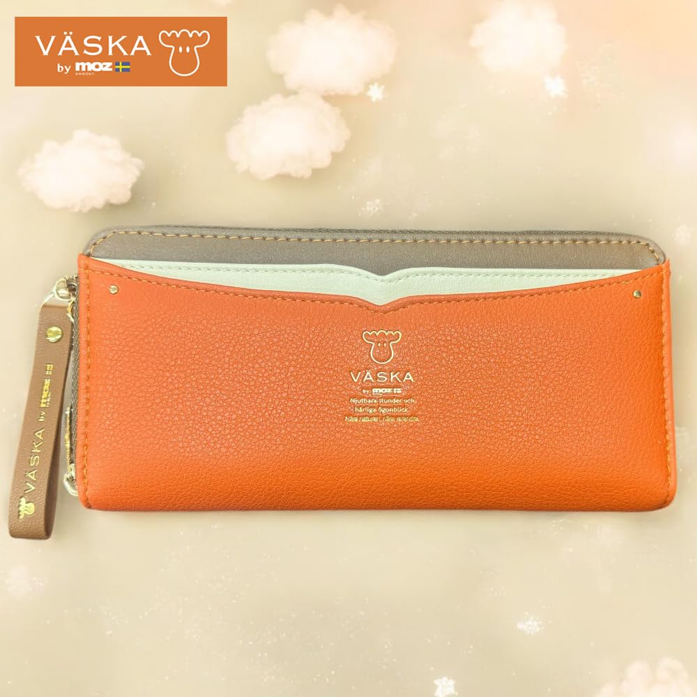K-PARTS VASKA от moz Silphy Длинный кошелек на молнии по периметру, Кошелек Moz VASKA с лосем, Многофункциональный кошелек с отделениями для карт, Идеально подходит для женщин, девушек и