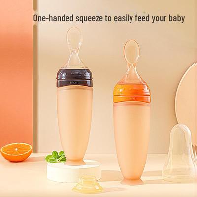 Силиконовая бутылочка для кормления Baby Squeeze с мягкой ложкой для рисовой каши