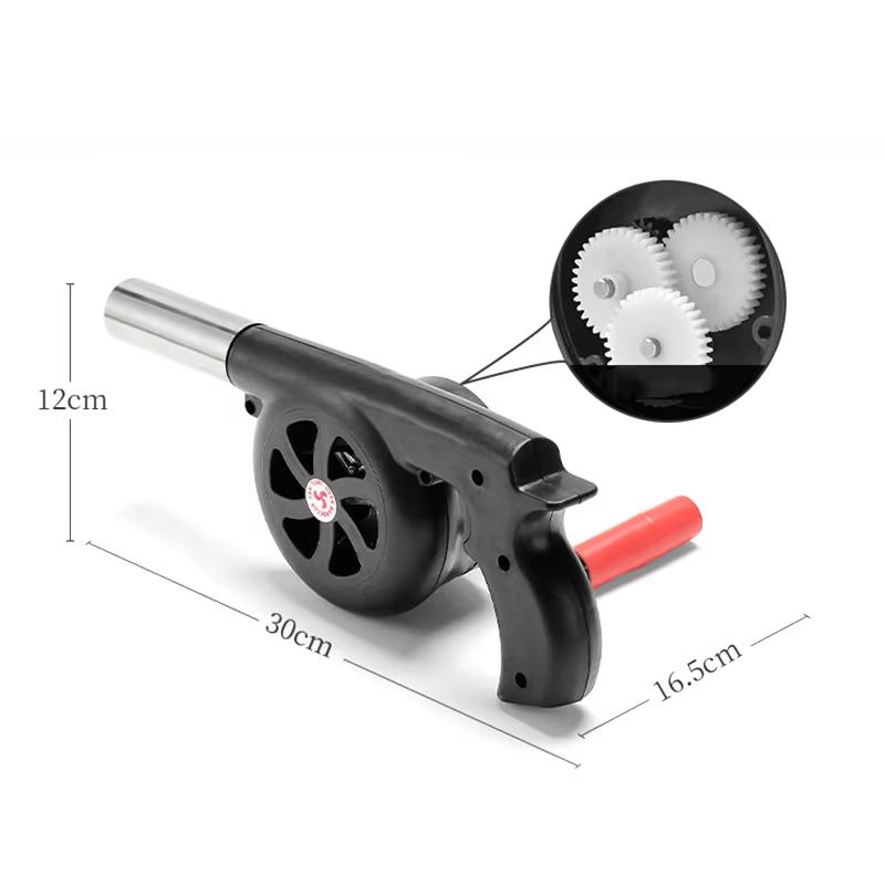 Portable Hand Blower with Manual Handle Speed Control and Metal Fan Blade for BBQ Picnic Outdoor Camping Hiking Cooking Tool