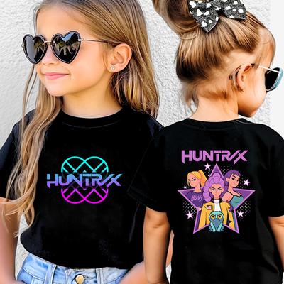 Детские унисекс футболки KPOP HUNTRX Witch Hunt с принтом, с коротким рукавом, детская футболка