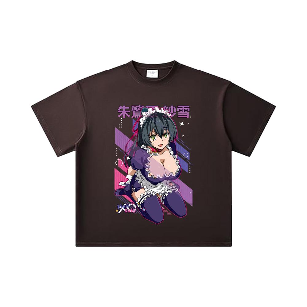 Хлопковая футболка унисекс Hensuki V1 Sayuki Print, 260 г/м², двойная пряжа, 32 счет, 100% хлопок, тяжелый хлопок