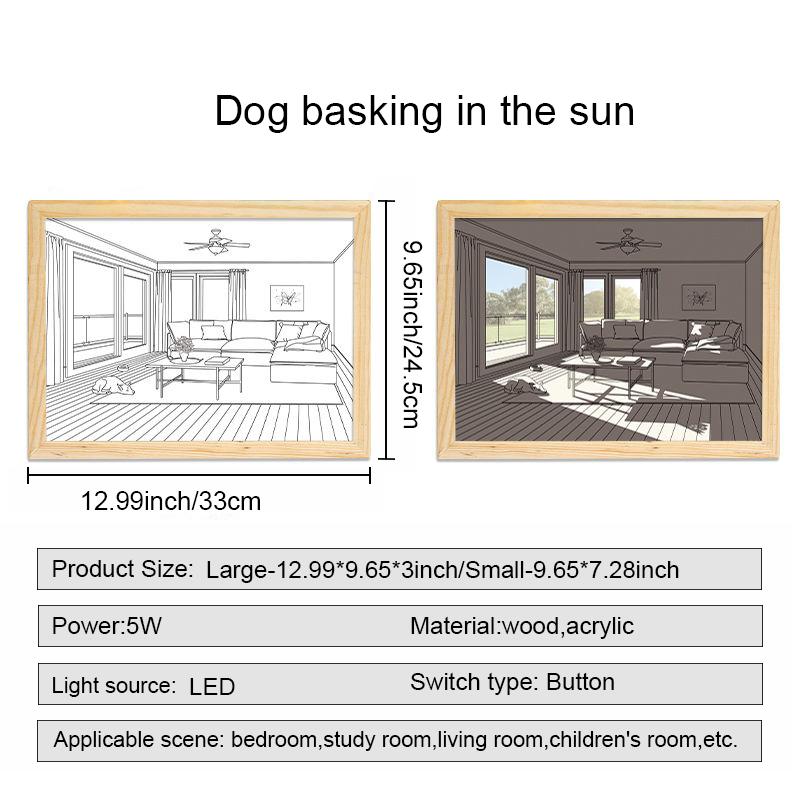 Современный эскиз в художественном стиле, освещение, картина 9,65*7,28 дюйма, трехцветная светодиодная декоративная картина, меняющая свет, подходит для коридора спальни