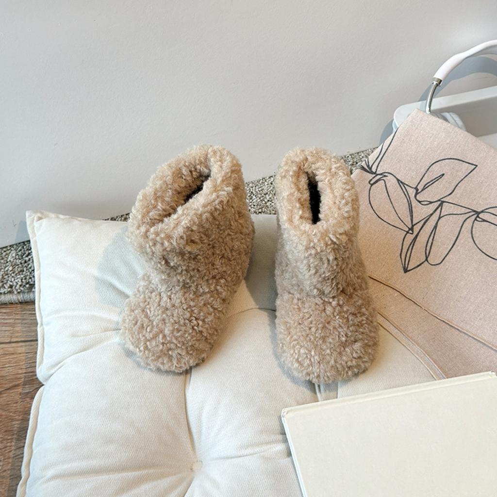 Зимний Новый Стиль Девочек Мода Ягненок Детская Волосатая Обувь Мальчиков Плюшевые Ботинки Теплые Короткие Ботинки Детская Обувь