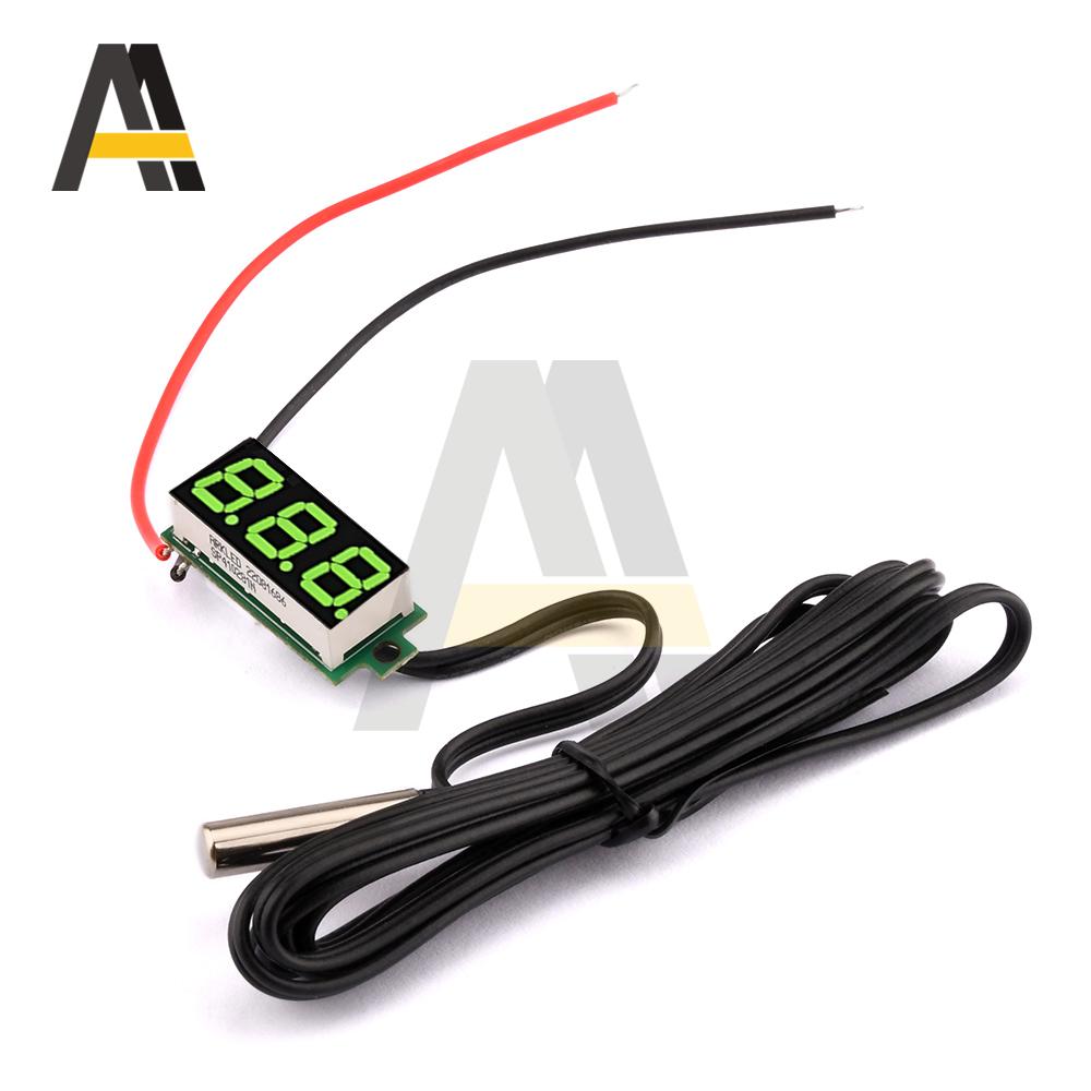 DC 12V 24V Mini Digital LED Thermometer for Car Temperature Monitor Panel Meter Measuring Range -50-125C with Temperature Probe