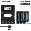 Cityork Батарея AAA 1,5 В, 1200 мВтч AAA, 1,5 В, литий-ионная аккумуляторная батарея aaa, 3A, с ЖК-дисплеем, зарядное устройство для батарей 1,5 В AA/AAA