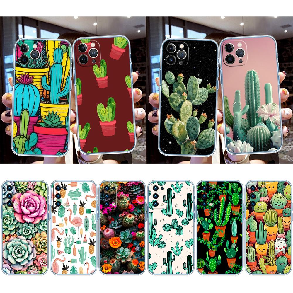 RA33 Watercolour Cacti Succulent Transparent Phone Case for Motorola Moto G7 G8 G9 G84 G85 G73 G24 G15 Z2 Play Power Plus