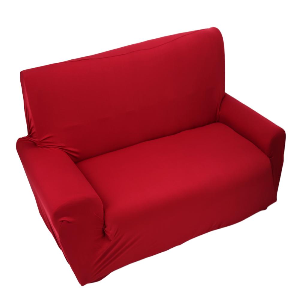 7 Solid Pure Colour Home Couch Stretch Sofa Slipcover 2 Seater Polyester Borgundy