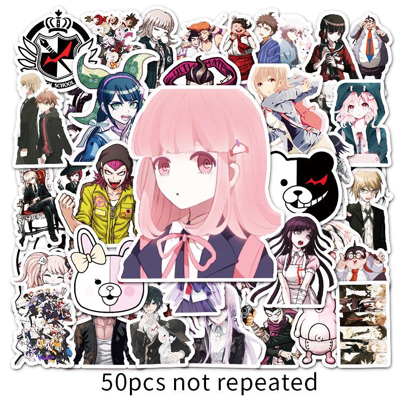 Наклейки с персонажами игры Danganronpa: Набор из 50 штук для ноутбуков, багажа и декора автомобиля