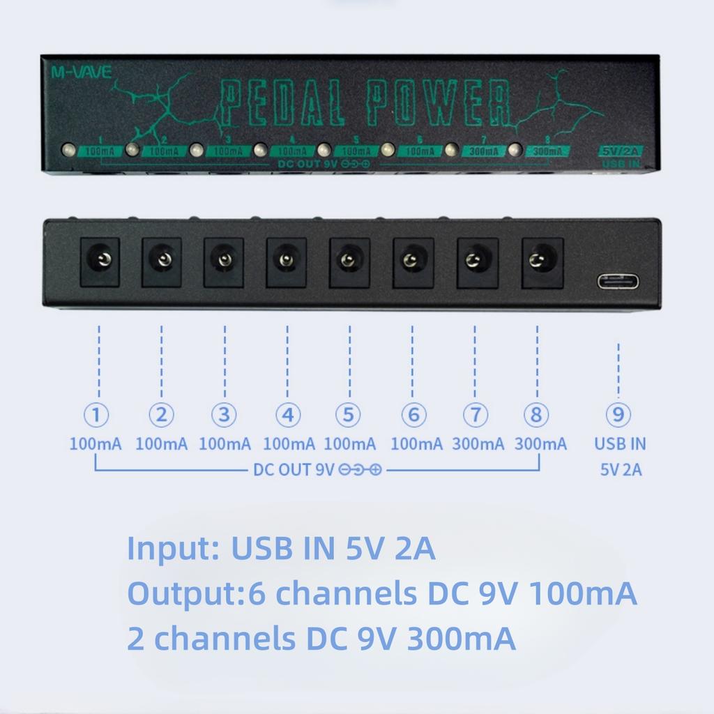 POWER Guitar Pedal Power Supply 8 Isolated DC Output/Strong Compatibilit/Noise-Reducing Power Supply