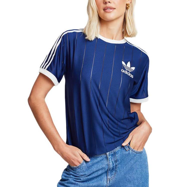 adidas Женская футболка Originals с 3 полосками, темно-синяя, IR7466