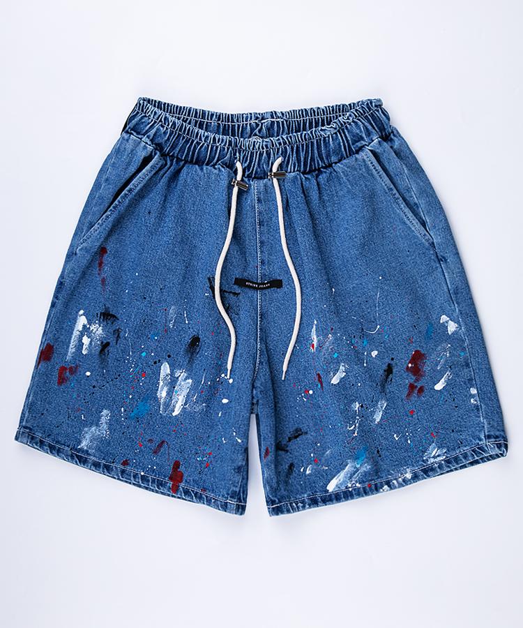 Джинсовые шорты Seuteulaikeu Blue Wash с многоцветной окраской (Расслабьтесь)
