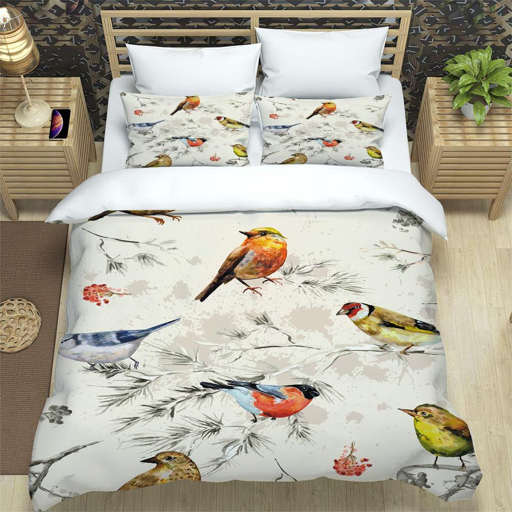 Cartoon animal quilt cover, home textile, sanded cloth three-piece set 3D printing