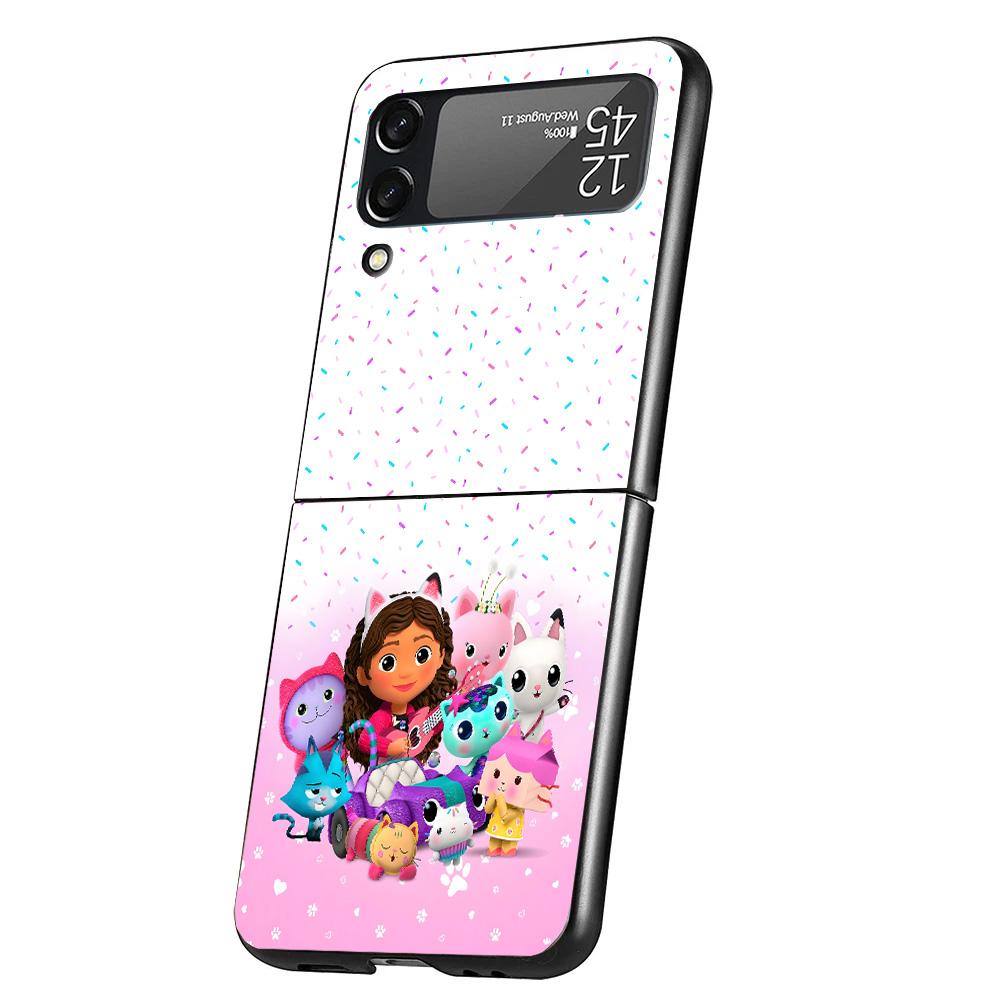 Cartoon Gabbys Dollhouse Cover Phone Case For Samsung Galaxy Z Flip 7 6 5 4 3 5G Flip7 Flip6 Flip5 Flip4 Flip3 Black Fundas Shel