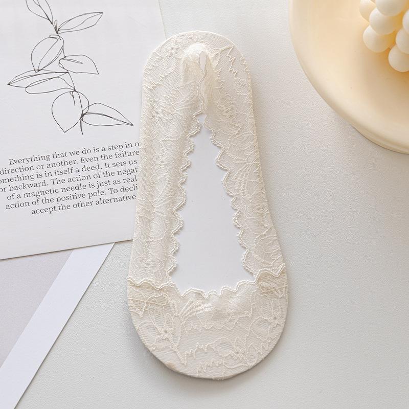 Носки-следки с низким вырезом, Женские Дышащие из ледяного шелка, Без запаха, Не сползающие с пятки Кружевные носки-невидимки, Антибактериальные женские носки