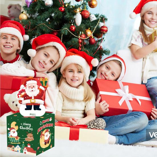 Christmas Money Box for Cash Gift Pull Surprise Money Holder with Snowman/Tree/Santa Card And 50 Pcs Transparent Bags for Home Party Favors