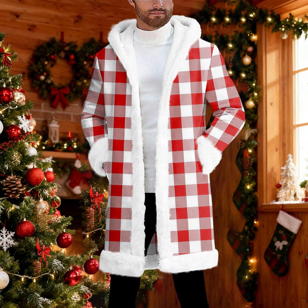 Мужской кардиган с капюшоном, длинное пальто для сохранения тепла