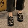 Модные тапочки Baotou Flat Slippers 2024 Летние новые женские туфли однотонные повседневные плетеные мюли тапочки бежевые слипоны пляжные сандалии шлепанцы