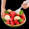 Stainless Steel Fruit Fork Cutter Watermelon Dual Slicer Tool with 2-In-1 Head Fork Lightweight