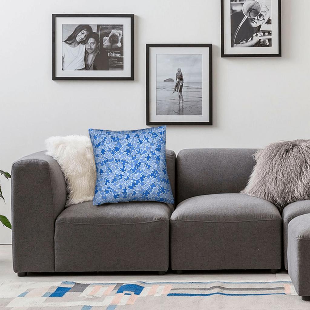 Jigsaw Puzzle Lover Pieces Pattern Master Puzzler Blue Pillow Case Comfy Pillow Cover Pillowcases For Sofa Couch Bed Living Room