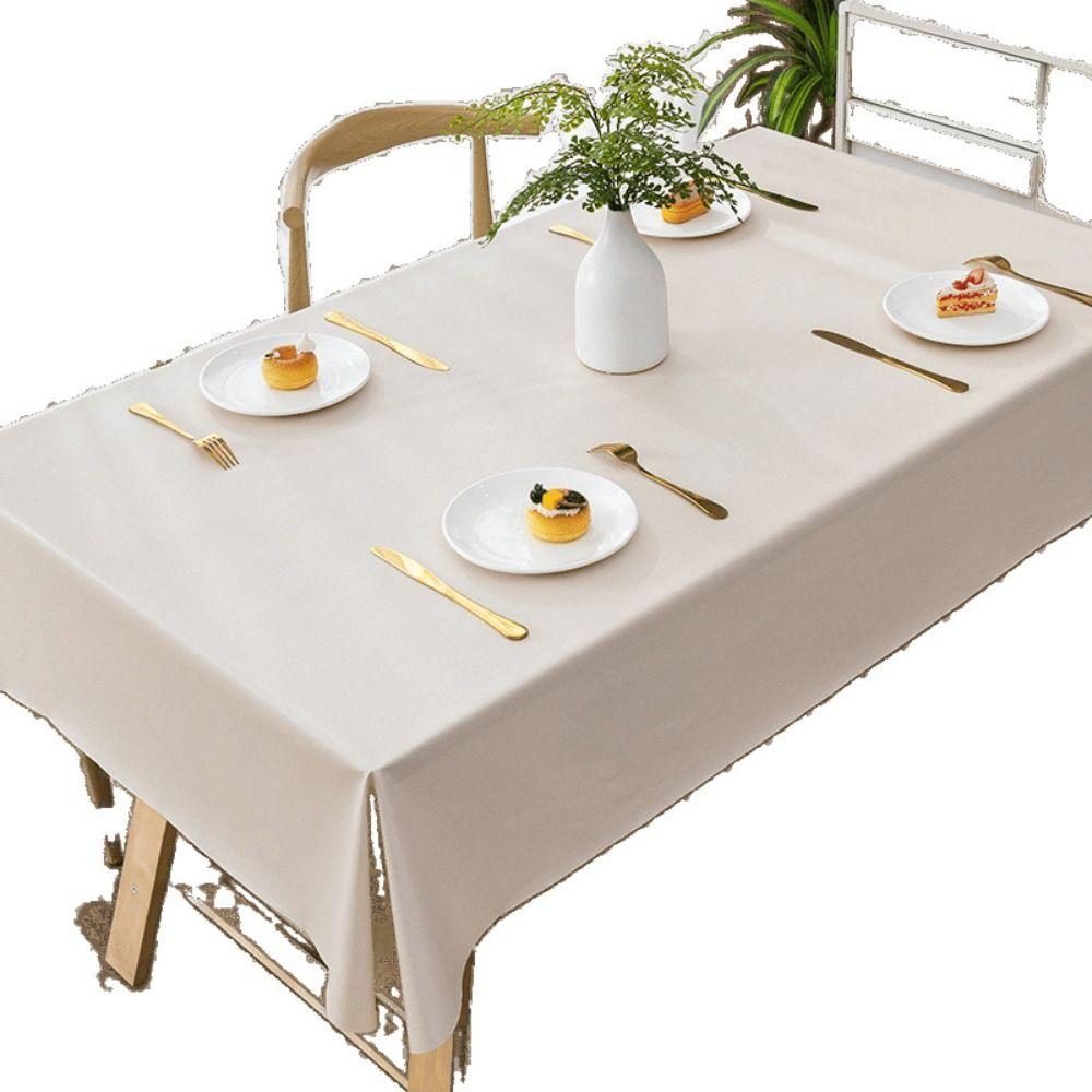 Однотонная ПВХ скатерть Простая маслостойкая водонепроницаемая скатерть Термостойкая Декор для кухонного обеденного стола