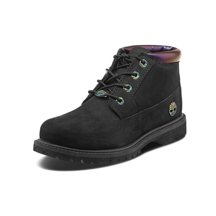 Timberland Женские непромокаемые ботинки-чукка Nellie 6 дюймов, переливающиеся, черная нубуковая кожа A24KH