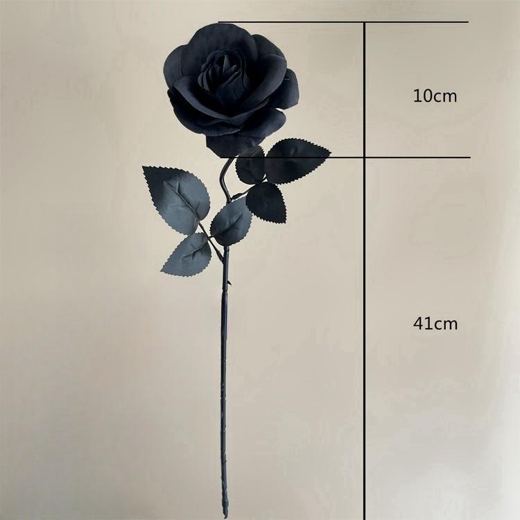 Black Rose Gothic Dark Simulation Flower Black and White Red Halloween Decoration Fake Flower Cross Border Single Silk Flower Fake Flower