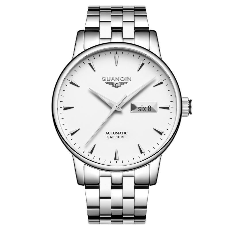 Механические мужские часы высокого класса швейцарского производства со стальным браслетом, двойной датой, водонепроницаемым корпусом - новый оригинальный деловой стиль