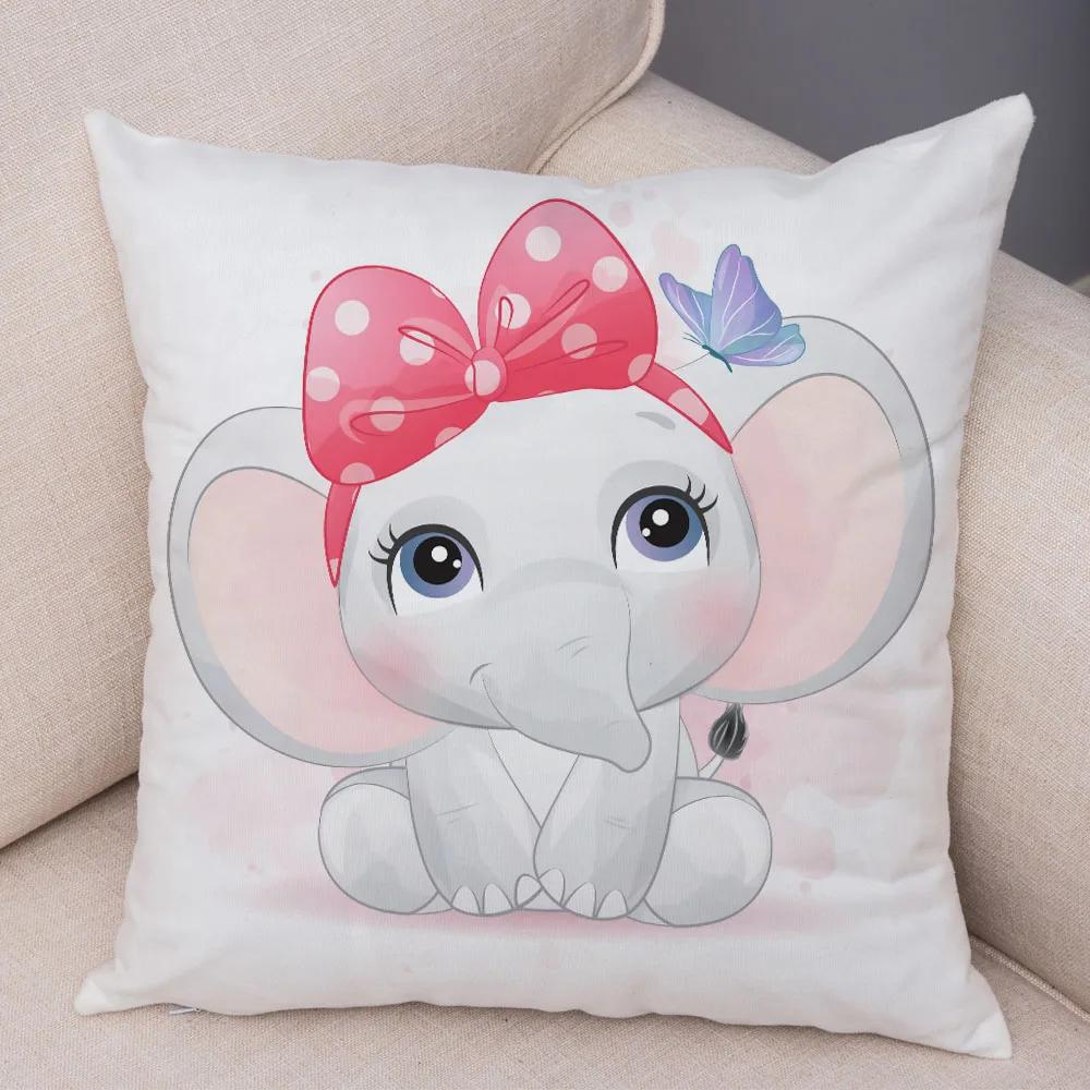 45x45см Милая наволочка с жирафом, львом, коровой, декоративная наволочка с мультяшным принтом животных, для детской комнаты, дивана, дома