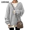 Autumn and Winter Women's Plus Size Sweater Knitted Twist Patterned Casual Knitwear Sweater