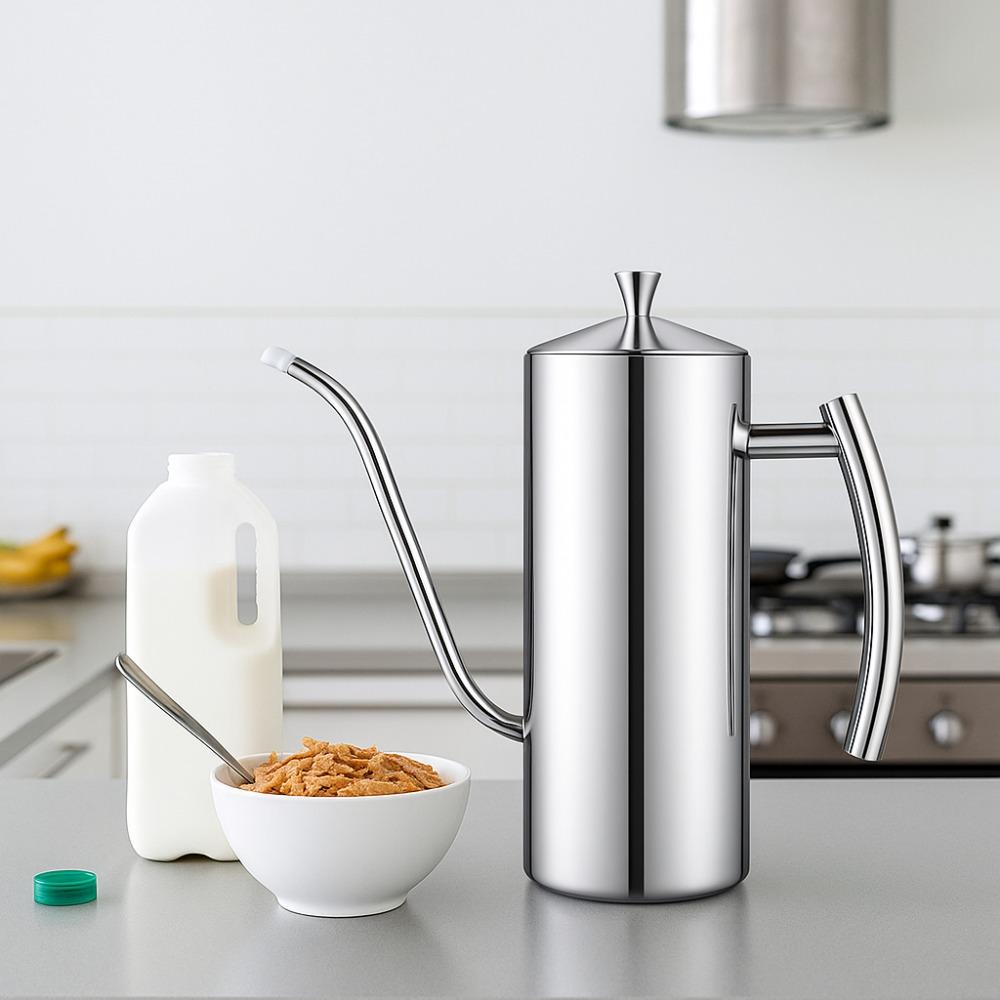 Премиальная бутылка-дозатор для масла из нержавеющей стали, кухонная креманка 700 мл/24 унции, герметичный контейнер для масла для приготовления пищи на кухне