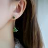 Новые серьги-веера из натурального зеленого хетяна с веером для женщин, длинные, маленькие, свежие и изысканные свадебные украшения