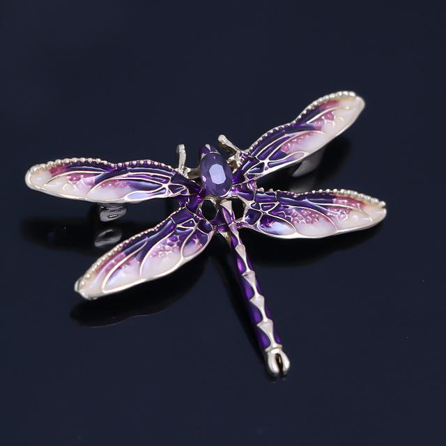 Fashion Dragonfly Crystal Brooch Women Shirt Suit Rhinestone Insect Animal Pins Brooches Party Gift