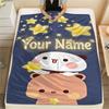 1PC Bear Panda Night Custom Name Patterned Flannel Blanket Suitable For All Seasons For Home Decor Warmth And Comfort Gifts Holiday Present