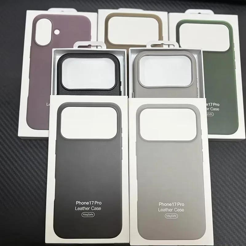 Кожаный чехол для Magsafe для Apple iPhone 17 Pro Max 17 Air Чехол Беспроводная зарядка Магнитная крышка 16 15 14 13 12 Pro Max с коробкой