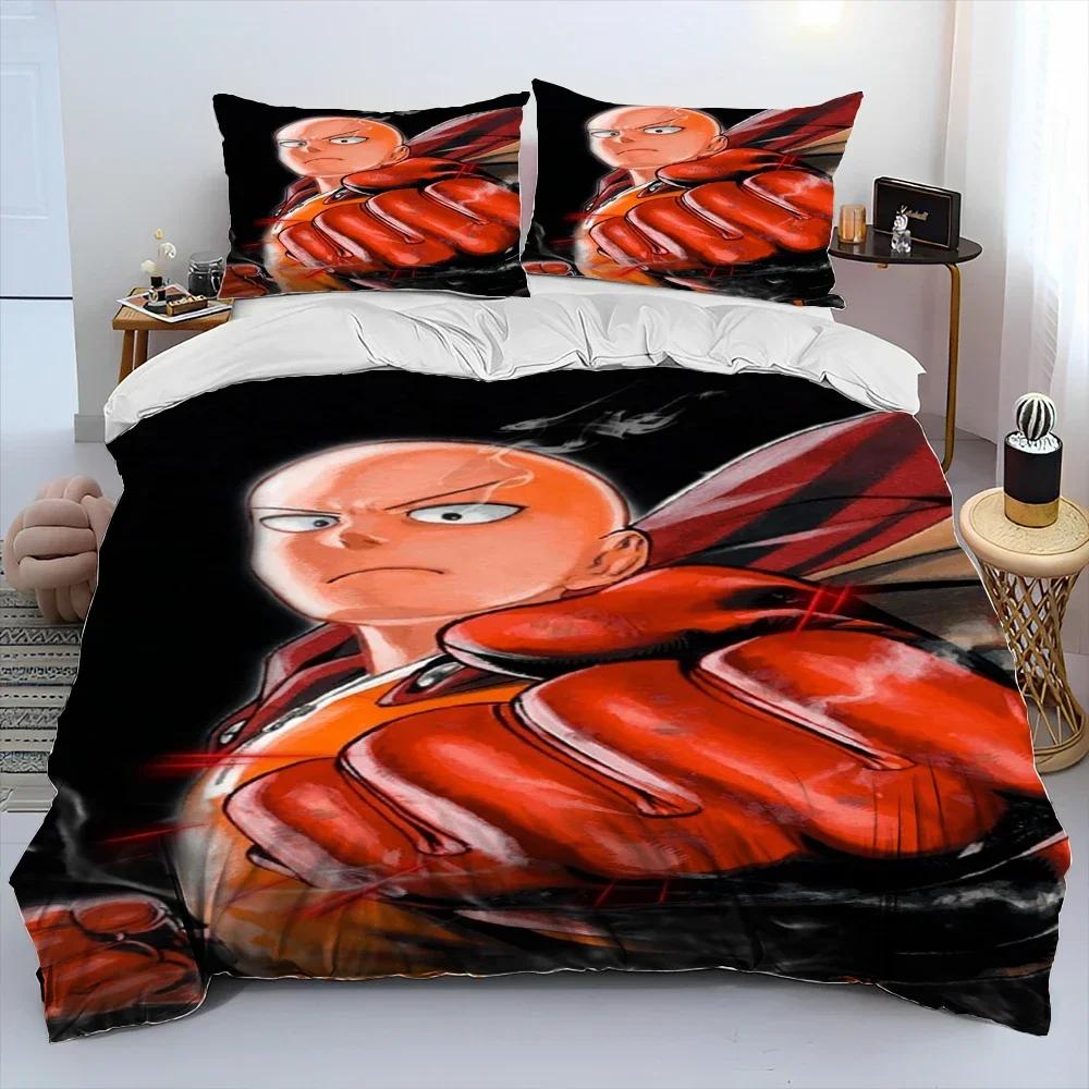 Роскошный Новый 3D Принт One Punch Man, Аниме Мультфильм Одеяло Постельное Белье Комплект, Пододеяльник Постельное Белье Комплект Покрывало Наволочка Постельное Белье Комплект