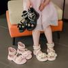 Girls' Sandals 2024 Summer New Little Girl Fashion Princess Shoes Baby Flower Fairy Style Soft Sole Pearl Shoes