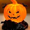 Unique Holiday Scene Settings 2Pcs Halloween Pumpkin Night Light, Flameless LED Candle Lamp with Bat Small Plastic Figurine Lights Decor, Tabletop