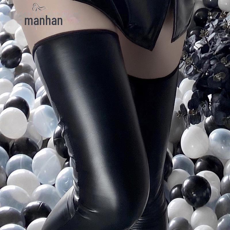 Manyan сексуальные лакированные кожаные чулки комплект униформы WZ7171