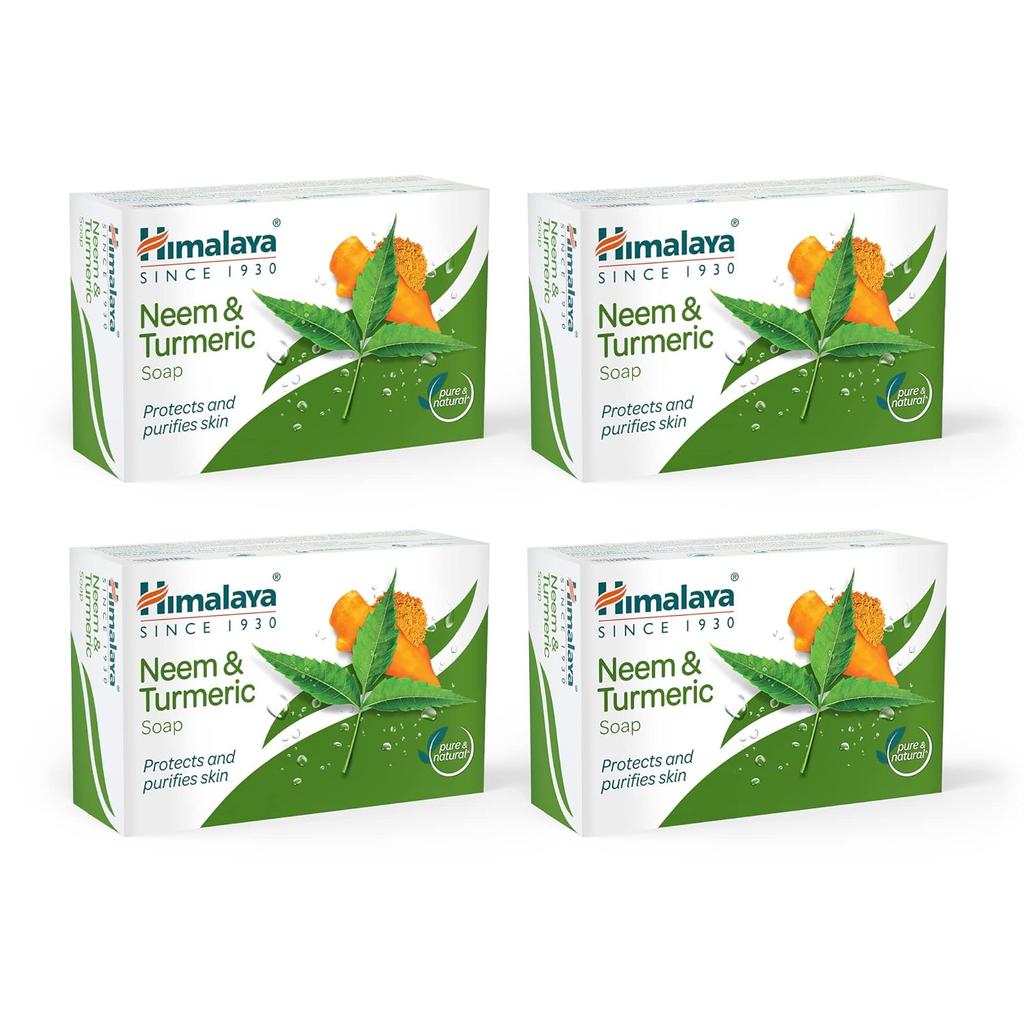 Himalaya Neem & Turmeric Soap 75g X 4 Bars | Antibacterial Skincare Bar For Clear, Healthy, Acne-Prone Skin