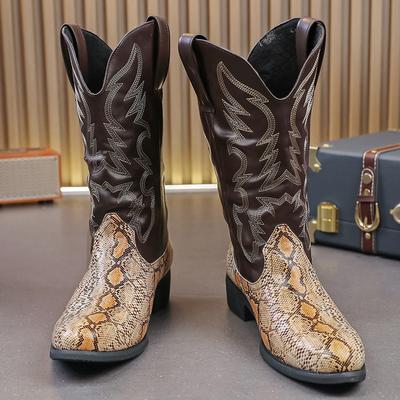 Модные осенне-зимние коричневые высокие сапоги для мужчин, модные ковбойские сапоги в стиле вестерн для мужчин, удобные кожаные длинные сапоги без застежек, мужские botas de cuero