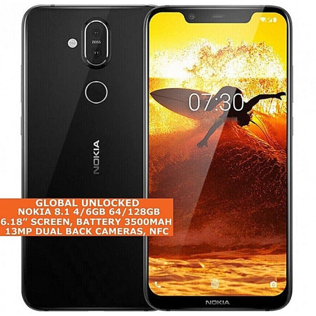 Восстановленный Nokia 8.1 Dual SIM Оригинальный Разблокированный 64GB/128GB 4G LTE 13MP Глобальный Смартфон