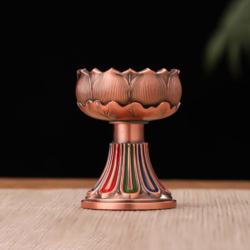 1 шт. Подсвечник для медитации, прочный, буддийские принадлежности, настольное украшение, масляная лампа, подсвечник для лампы из сплава и масла гхи, для гостиной